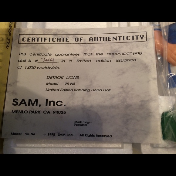 ❤️SOLD❤️DETROIT LIONS 1995 BOBBING HEAD NODDER VERY RARE - Picture 7 of 10